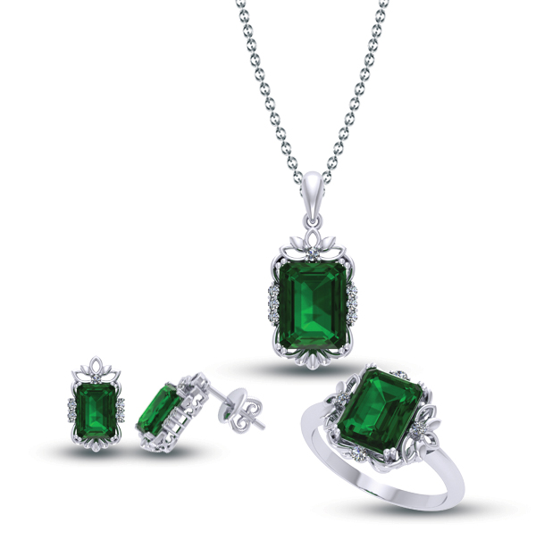 BỘ ĐÁ SYN.EMERALD MDRG0407 – NURG0341 – BTRG0230 VÀNG 14K