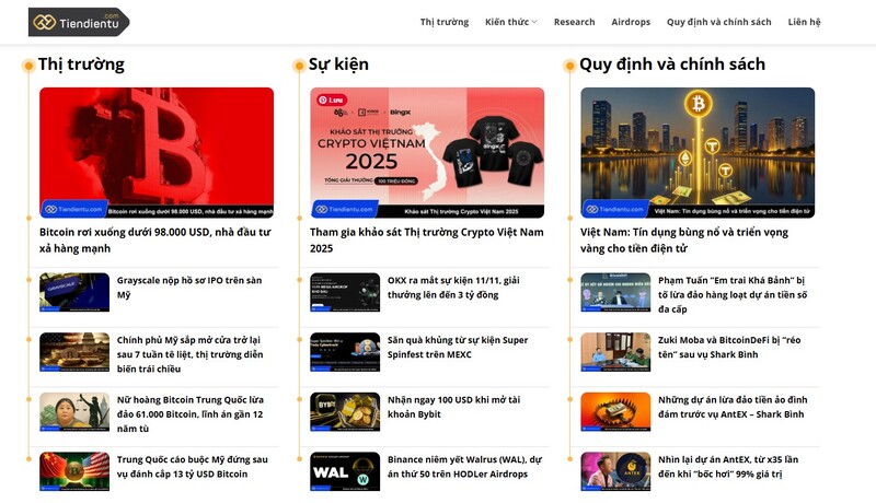 Những nội dung nổi bật trên trang web